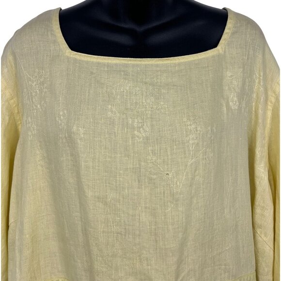 J. Jill Plus 3X Linen Apple Green Dress Floral Square Neck Half Sleeve Midi New - Picture 4 of 10